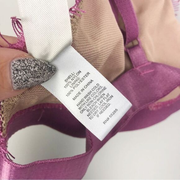 EXPRESS | Strappy Lace Unlined Bra Bralette Romance Pink - Purple Size Large - Picture 10 of 11